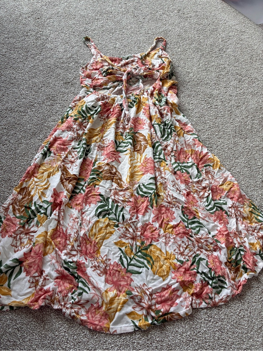 Rip Curl Floral Maxi Sundress in Pink, Green & Yellow open back Large Tropical